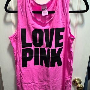 Victoria's Secret PINK  Bright Pink Tee with Black Lettering